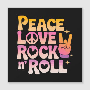 Peace Liebe Rock'n'Roll - Music-Inspiriert Typogra Magnetkarte