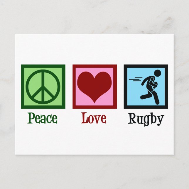 Peace Liebe Rugby Player Postkarte (Vorderseite)
