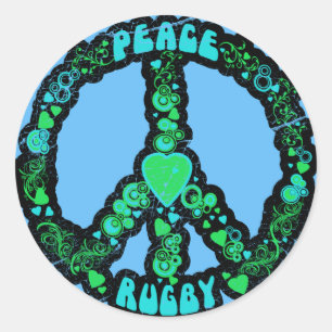 Peace Liebe Rugby Runder Aufkleber