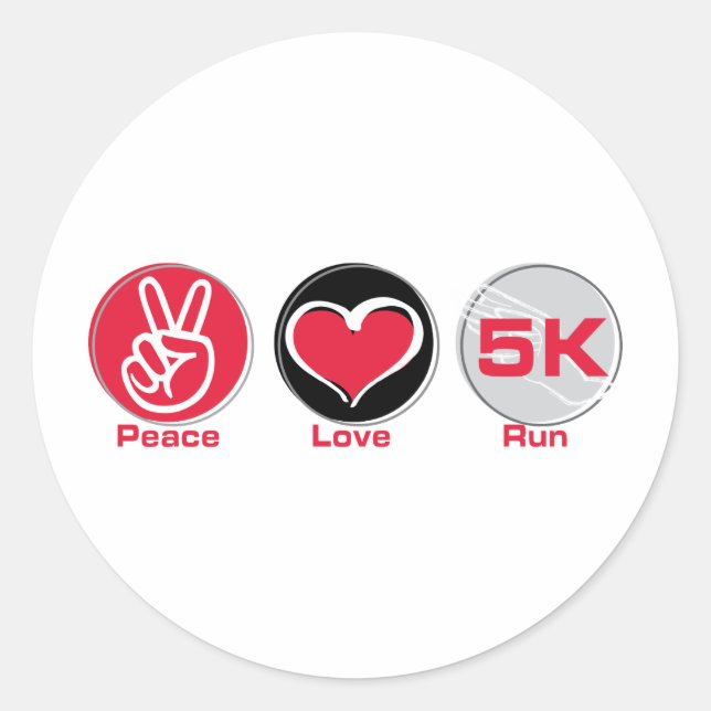Peace Liebe Run 5K Runder Aufkleber (Vorderseite)