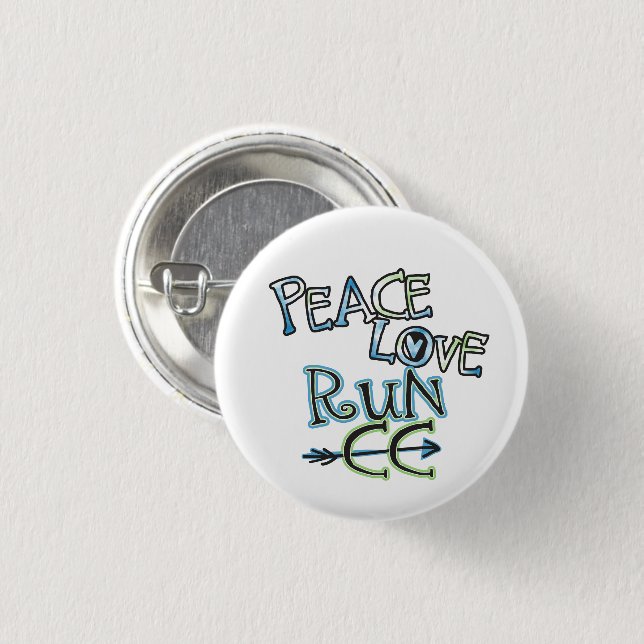 PEACE LIEBE RUN CC - Cross Country Running Button (Vorne & Hinten)
