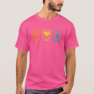 Peace Liebe Sailing Sailboat Kapitän Skipper T-Shirt
