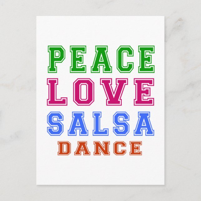 Peace Liebe Salsa Tance Postkarte (Vorderseite)