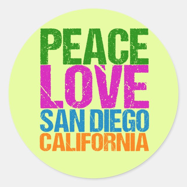 Peace Liebe San Diego Runder Aufkleber (Vorderseite)