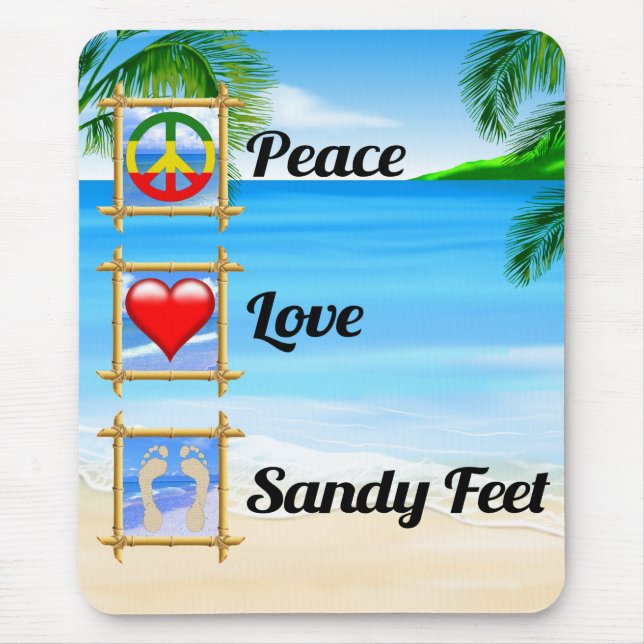 Peace Liebe Sandy Feet Mousepad (Vorne)