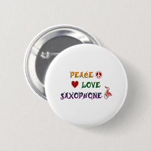Peace Liebe Saxophon Regenbogen Button
