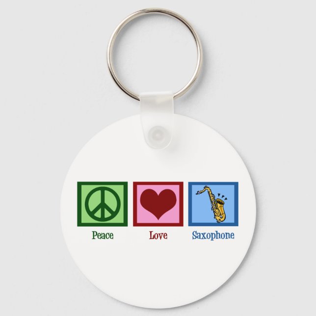 Peace Liebe Saxophon Schlüsselanhänger (Vorderseite)