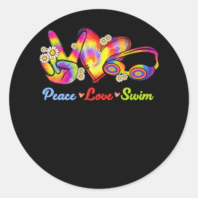 Peace Liebe Schwimmen Schluchten Gefärbte Krawatte Runder Aufkleber (Vorderseite)