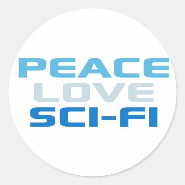 Peace Liebe Sci-Fi Runder Aufkleber (Vorderseite)