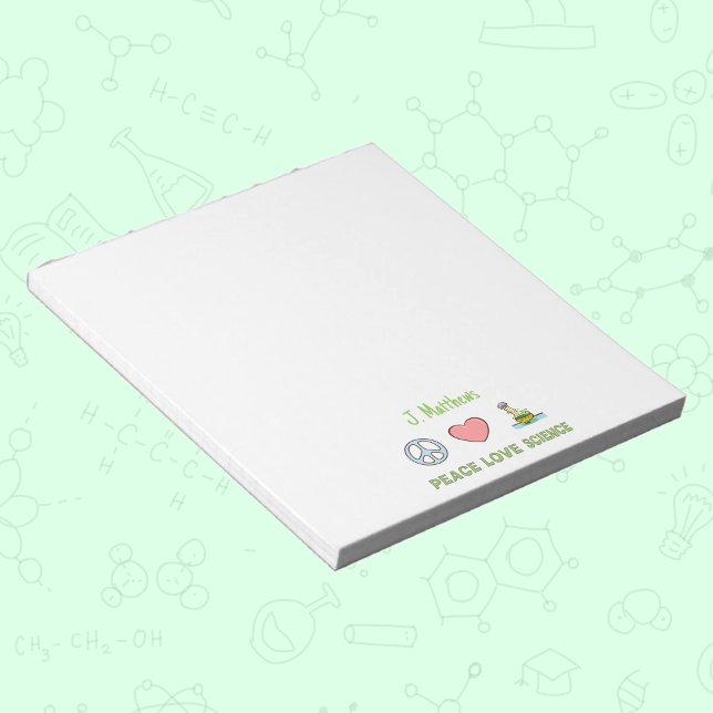 Peace Liebe Science Notepad mit Individuelle Name Notizblock (Von Creator hochgeladen)