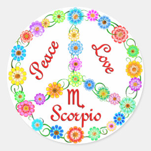 Peace Liebe Scorpio Runder Aufkleber