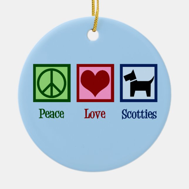 Peace Liebe Scottish Terrier Keramikornament (Vorne)
