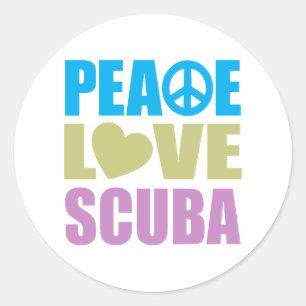 Peace Liebe Scuba Runder Aufkleber
