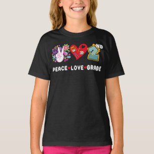 Peace Liebe Second Grade Squad Zurück zur zweiten T-Shirt