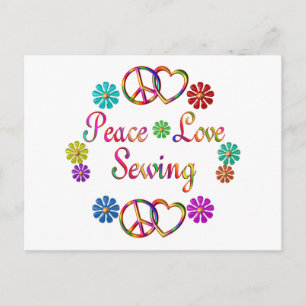 PEACE LIEBE SEWING POSTKARTE