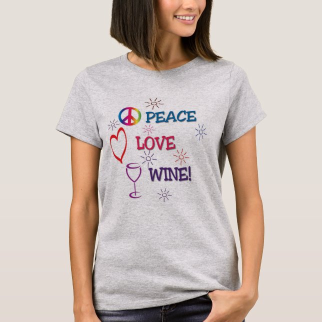 Peace Liebe Shirt Wein (Vorderseite)