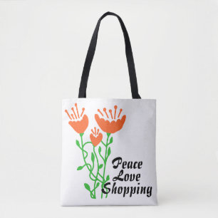 Peace Liebe Shopping Blume Tasche
