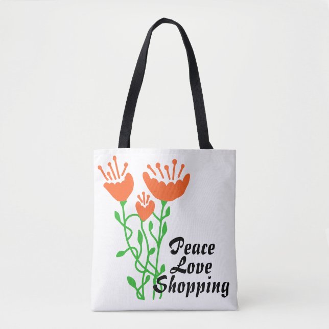 Peace Liebe Shopping Blume Tasche (Vorderseite)