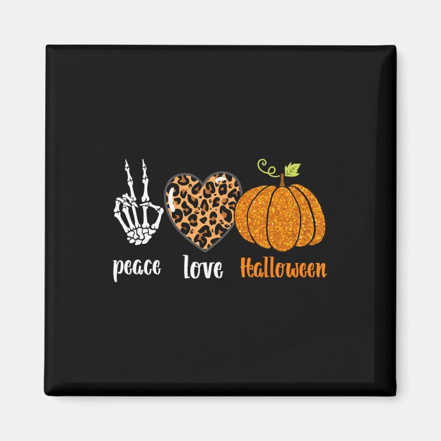 Peace Liebe Skeleton Fall Pumpkin Leopard Hallowee Magnet (Vorne)