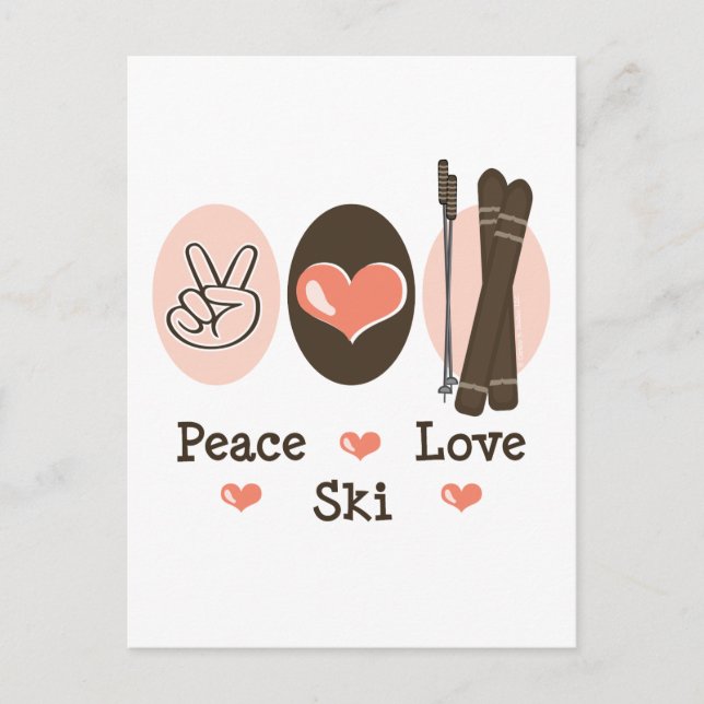 Peace Liebe Ski Postcard Postkarte (Vorderseite)