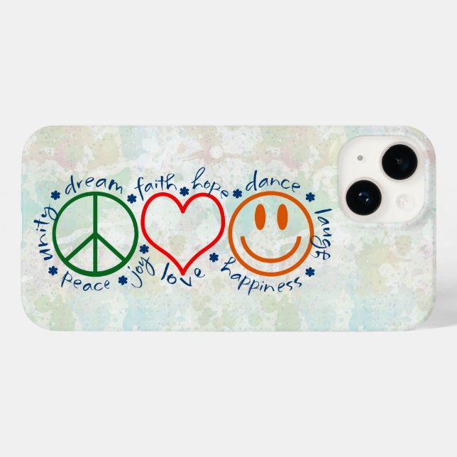 Peace Liebe Smile Case-Mate iPhone 14 Hülle (Rückseite (Horizontal))