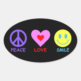 Peace Liebe Smile Ovaler Aufkleber