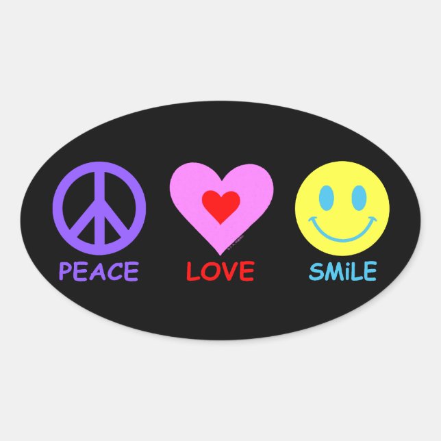 Peace Liebe Smile Ovaler Aufkleber (Vorderseite)