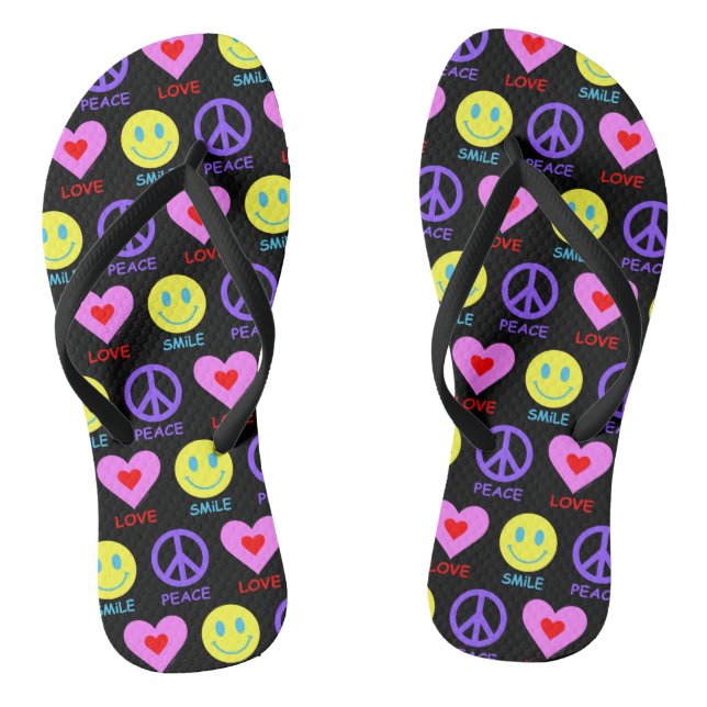 Peace Liebe Smile Pattern Flip Flops (Fußbett)