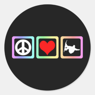Peace Liebe Snowboarden Runder Aufkleber