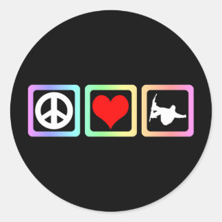 Peace Liebe Snowboarden Runder Aufkleber