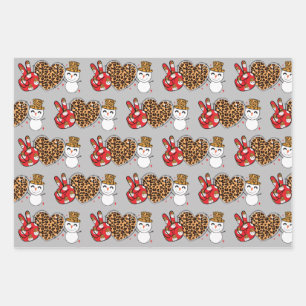 Peace Liebe Snowman Wrapping Paper Flat Sheet SET  Geschenkpapier Set