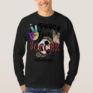 Peace Liebe Soccer Auntie Life Mama Oma Leopard T-Shirt