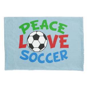 Peace Liebe Soccer Blue Kissenbezug