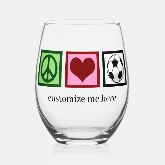 Peace Liebe Soccer Custom Futbol Player Weinglas Ohne Stiel (Vorderseite)