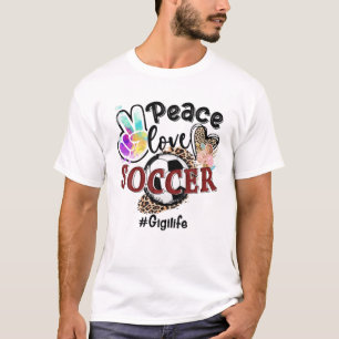 Peace Liebe Soccer Gigi Life Mama Oma Leopard T-Shirt