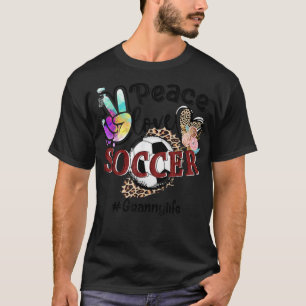 Peace Liebe Soccer Granny Life Mama Oma Leopard T-Shirt
