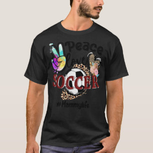 Peace Liebe Soccer Mammy Life Mama Oma Leopard T-Shirt