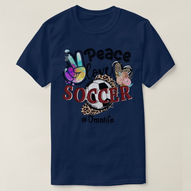 Peace Liebe Soccer Oma Life Mama Oma Leopard  T-Shirt (Design vorne)