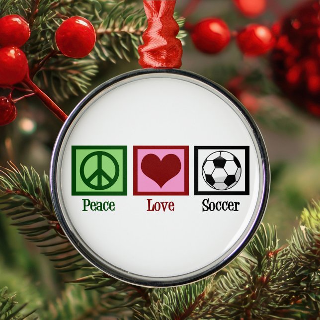 Peace Liebe Soccer Ornament Aus Metall (Von Creator hochgeladen)