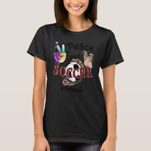 Peace Liebe Soccer Sister Life Mama Oma Leopard T-Shirt