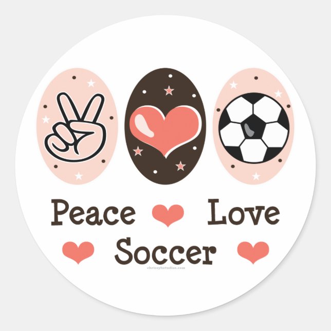 Peace Liebe Soccer Sticer Runder Aufkleber (Vorderseite)
