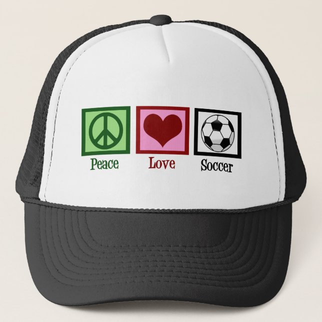 Peace Liebe Soccer Truckerkappe (Vorderseite)