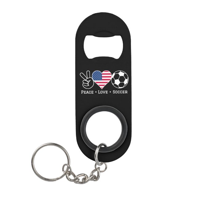 Peace Liebe Soccer USA Mini Flaschenöffner (Vorderseite)