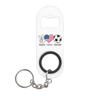 Peace Liebe Soccer USA Schlüsselanhänger Flaschenö Mini Flaschenöffner