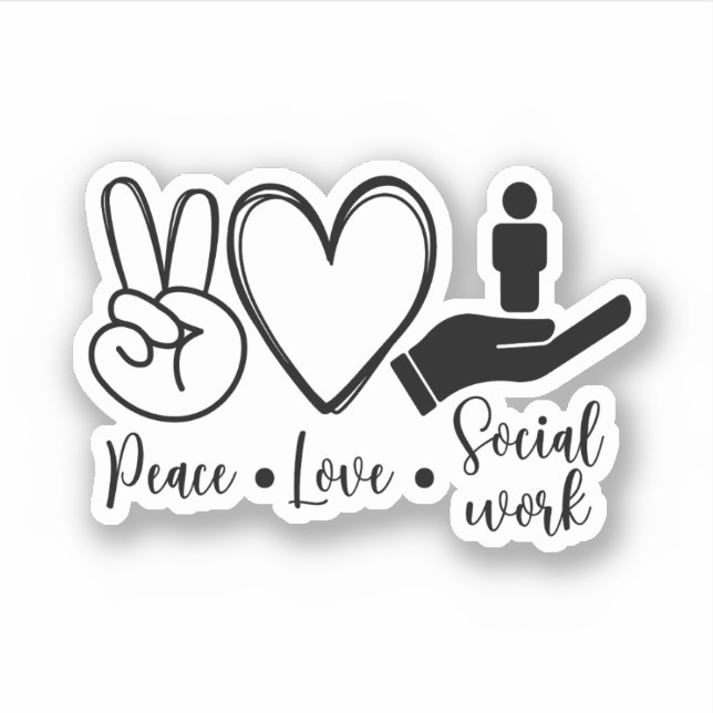 Peace Liebe Social Work, MSW, Niedlicher Sozialarb Aufkleber (Vorderseite)