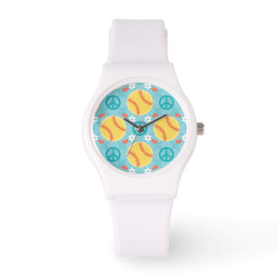 Peace Liebe Softball Armbanduhr