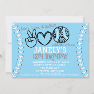 Peace Liebe Softball Einladung zum Geburtstag