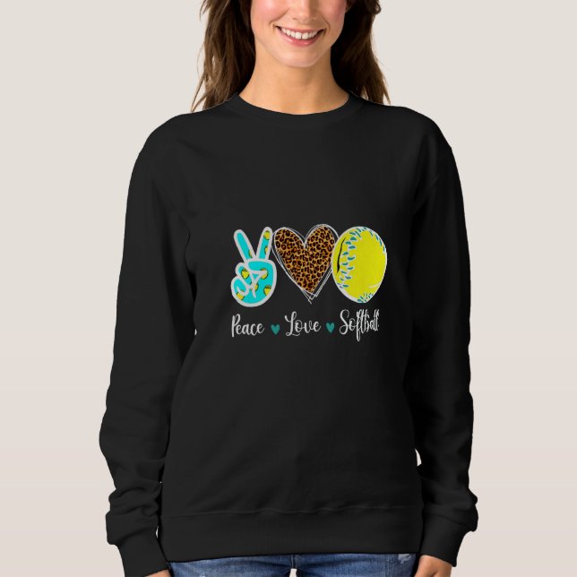 Peace Liebe Softball für junge Mädchen Niedlich Le Sweatshirt (Vorderseite)
