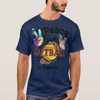 Peace Liebe Softball Gaga Life Mama Grandma Leopar T-Shirt