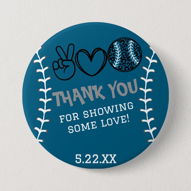 Peace Liebe Softball Geburtstag Button (Vorderseite)